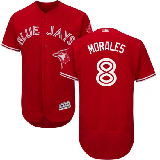 Men's Majestic Toronto Blue Jays #8 Kendrys Morales Scarlet Flexbase Authentic Collection Alternate MLB Jersey - Ujersey
