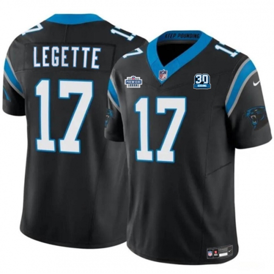 Men's Carolina Panthers #17 Xavier Legette Black 2024 With Dradt And 30th Anniversary F.U.S.E. Vapor Limited Stitched Football Jersey - Ujersey