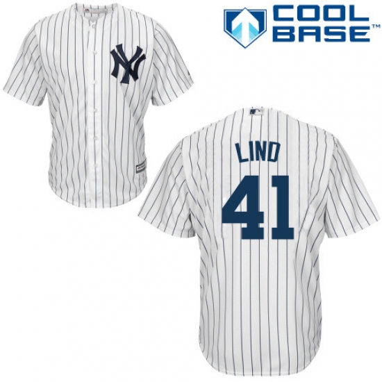 Youth Majestic New York Yankees #41 Adam Lind Replica White Home MLB Jersey - Ujersey