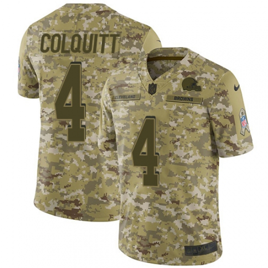 Youth Nike Cleveland Browns #4 Britton Colquitt Limited Camo 2018 Salute to Service NFL Jersey - Ujersey