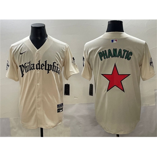 Men's Philadelphia Phillies Cream Phanatic Gothic Vapor Limited Stitched Jersey - Ujersey