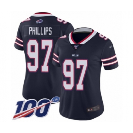 Women's Buffalo Bills #97 Jordan Phillips Limited Navy Blue Inverted Legend 100th Season Football Jersey - Ujersey