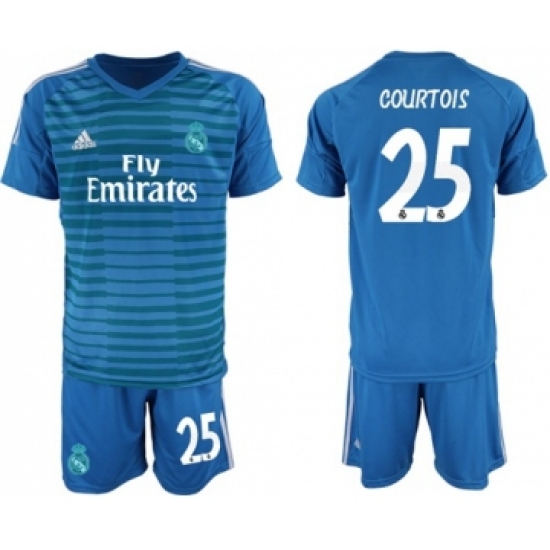 Real Madrid #25 Courtois Blue Goalkeeper Soccer Club Jersey