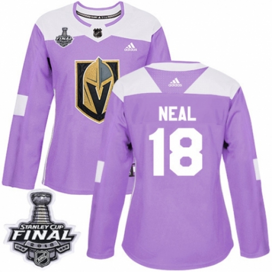 Women's Adidas Vegas Golden Knights #18 James Neal Authentic Purple Fights Cancer Practice 2018 Stanley Cup Final NHL Jersey - Ujersey