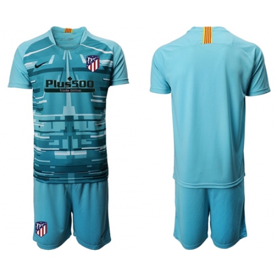 Atletico Madrid Blank Blue Goalkeeper Soccer Club Jersey