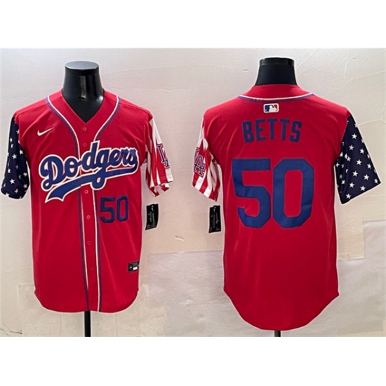 Men's Los Angeles Dodgers #50 Mookie Betts Red Limited Stitched Baseball Jersey - Ujersey