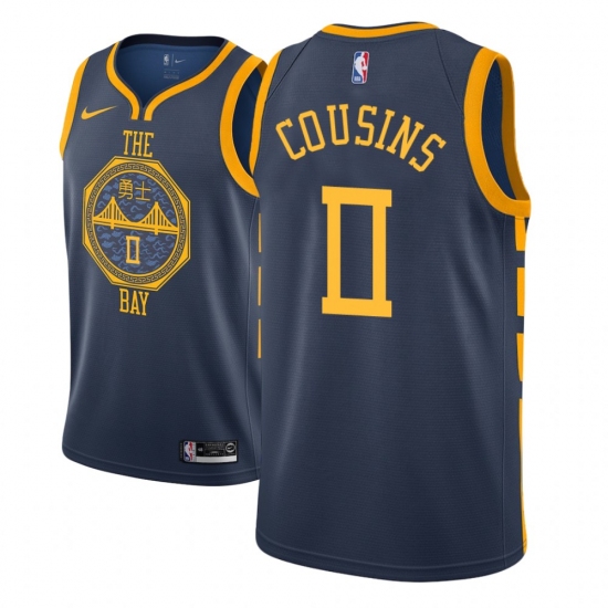 Men NBA 2018-19 Golden State Warriors #0 DeMarcus Cousins City Edition Navy Jersey - Ujersey