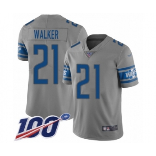 Youth Detroit Lions #21 Tracy Walker Limited Gray Inverted Legend 100th Season Football Jersey - Ujersey