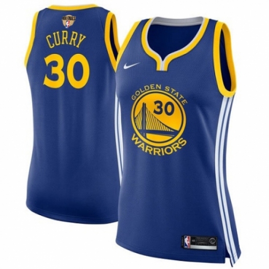 Women's Nike Golden State Warriors #30 Stephen Curry Authentic Royal Blue Road 2018 NBA Finals Bound NBA Jersey - Icon Edition - Ujersey