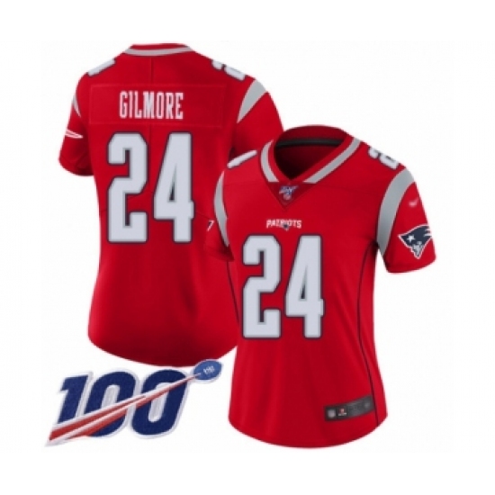 Women's New England Patriots #24 Stephon Gilmore Limited Red Inverted Legend 100th Season Football Jersey - Ujersey