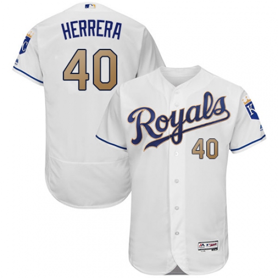 Men's Majestic Kansas City Royals #40 Kelvin Herrera White Home Flex Base Authentic MLB Jersey - Ujersey