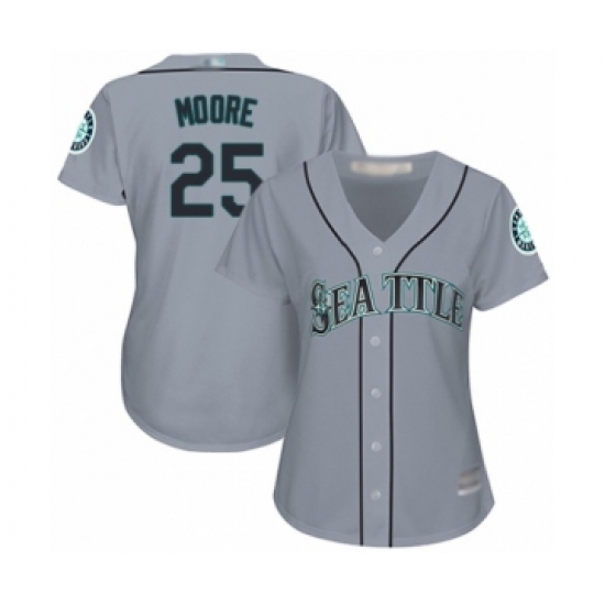 Women's Seattle Mariners #25 Dylan Moore Authentic Grey Road Cool Base Baseball Player Jersey
