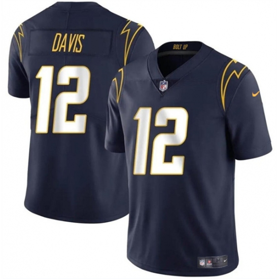 Men's Los Angeles Chargers #12 Derius Davis Navy 2024 Vapor Limited Football Stitched Jersey - Ujersey