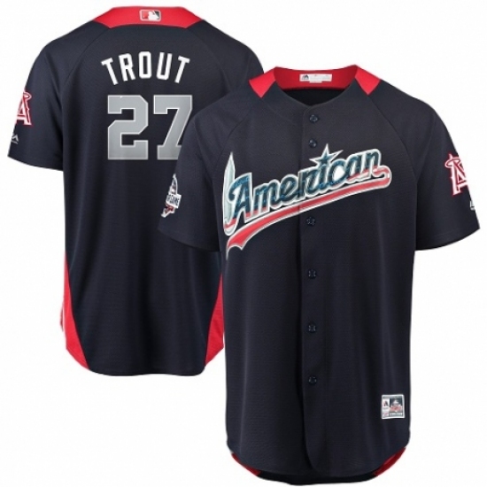 Youth Majestic Los Angeles Angels of Anaheim #27 Mike Trout Game Navy Blue American League 2018 MLB All-Star MLB Jersey - Ujersey