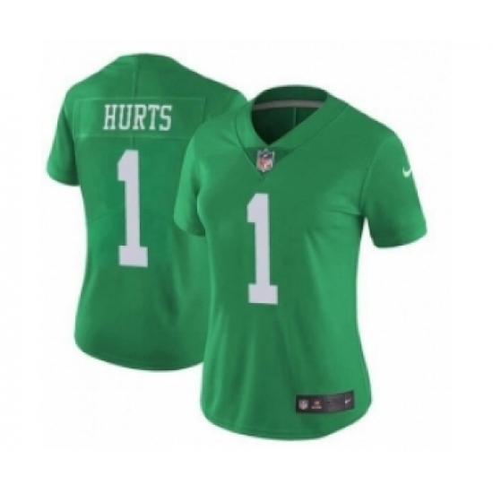 Women Philadelphia Eagles #1 Jalen Hurts Limited Green Vapor Untouchable NFL Nike Jersey - Ujersey