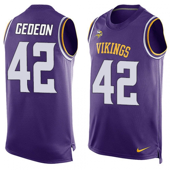 Men's Nike Minnesota Vikings #42 Ben Gedeon Limited Purple Player Name & Number Tank Top NFL Jersey - Ujersey