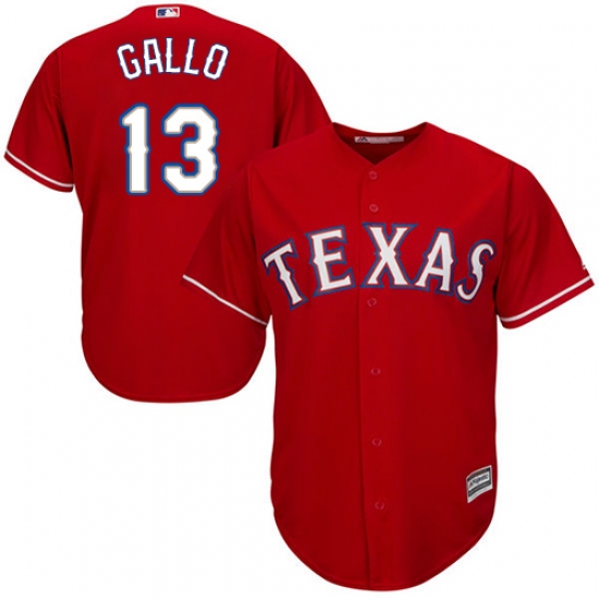 Men's Majestic Texas Rangers #13 Joey Gallo Replica Red Alternate Cool Base MLB Jersey