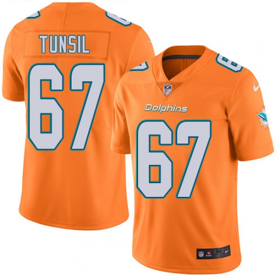 Youth Nike Miami Dolphins #67 Laremy Tunsil Limited Orange Rush Vapor Untouchable NFL Jersey - Ujersey
