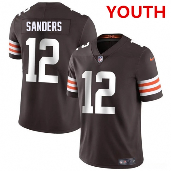 Youth Cleveland Browns #12 Shedeur Sanders Brown 2025 Vapor Limited Football Stitched Jersey - Ujersey