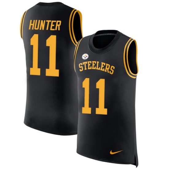 Men's Nike Pittsburgh Steelers #11 Justin Hunter Limited Black Rush Player Name & Number Tank Top NFL Jersey - Ujersey