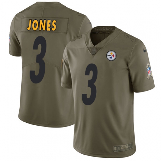 Men's Nike Pittsburgh Steelers #3 Landry Jones Limited Olive 2017 Salute to Service NFL Jersey - Ujersey