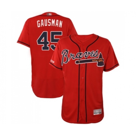 Men's Atlanta Braves #45 Kevin Gausman Red Alternate Flex Base Authentic Collection Baseball Jersey - Ujersey