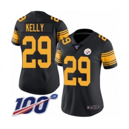 Women's Pittsburgh Steelers #29 Kam Kelly Limited Black Rush Vapor Untouchable 100th Season Football Jersey - Ujersey