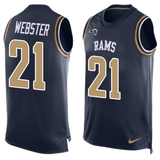 Men's Nike Los Angeles Rams #21 Kayvon Webster Limited Navy Blue Player Name & Number Tank Top NFL Jersey - Ujersey