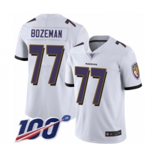 Youth Baltimore Ravens #77 Bradley Bozeman White Vapor Untouchable Limited Player 100th Season Football Jersey - Ujersey