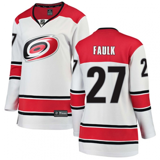 Women's Carolina Hurricanes #27 Justin Faulk Authentic White Away Fanatics Branded Breakaway NHL Jersey - Ujersey