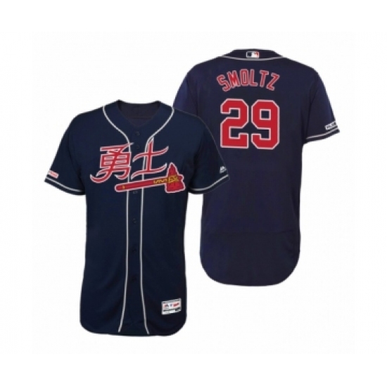 Men's 2019 Asian Heritage Month Atlanta Braves #29 John Smoltz Navy Chinese Flex Base Jersey - Ujersey