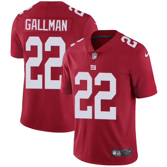 Men's Nike New York Giants #22 Wayne Gallman Red Alternate Vapor Untouchable Limited Player NFL Jersey - Ujersey