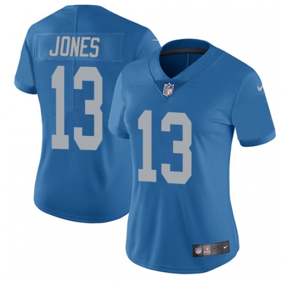 Women's Nike Detroit Lions #13 T.J. Jones Blue Alternate Vapor Untouchable Limited Player NFL Jersey - Ujersey