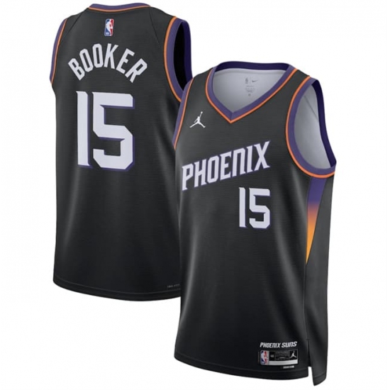 Men's Phoenix Suns #15 Devin Booker Black 2026 Statement Edition Stitched Basketball Jersey - Ujersey