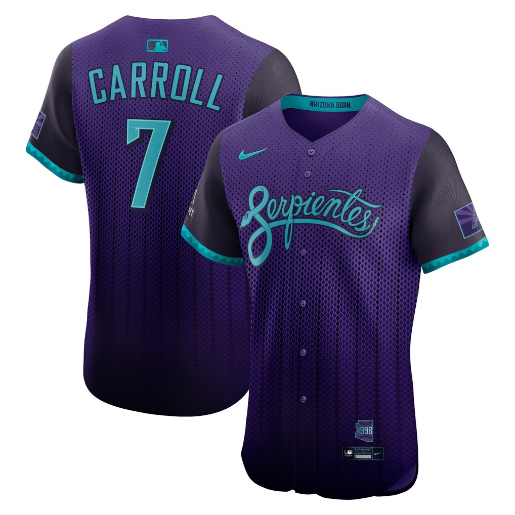 Men's Arizona Diamondbacks Corbin Carroll Nike Purple 2025 City Connect Elite Player Jersey - ujerseystore