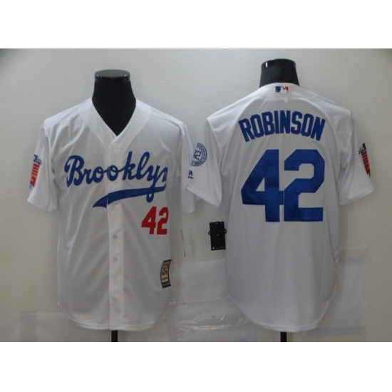 Men's Los Angeles Dodgers #42 Jackie Robinson White Throwback Jersey - Ujersey