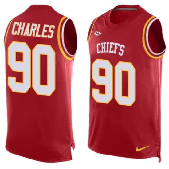 Men's Nike Kansas City Chiefs #90 Stefan Charles Limited Red Player Name & Number Tank Top NFL Jersey - Ujersey