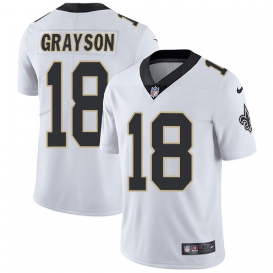 Men's Nike New Orleans Saints #18 Garrett Grayson White Vapor Untouchable Limited Player NFL Jersey - Ujersey