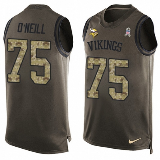 Men's Nike Minnesota Vikings #75 Brian O'Neill Limited Green Salute to Service Tank Top NFL Jersey - Ujersey