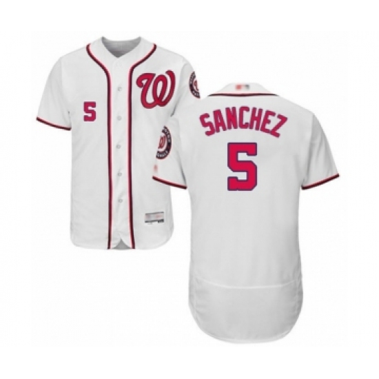 Men's Washington Nationals #5 Adrian Sanchez White Home Flex Base Authentic Collection Baseball Player Jersey - Ujersey