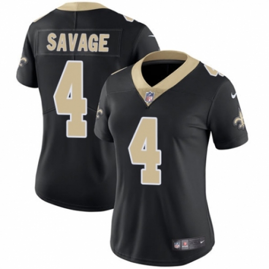 Women's Nike New Orleans Saints #4 Tom Savage Black Team Color Vapor Untouchable Limited Player NFL Jersey
