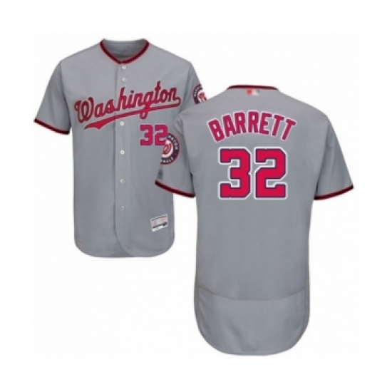 Men's Washington Nationals #32 Aaron Barrett Grey Road Flex Base Authentic Collection Baseball Player Jersey