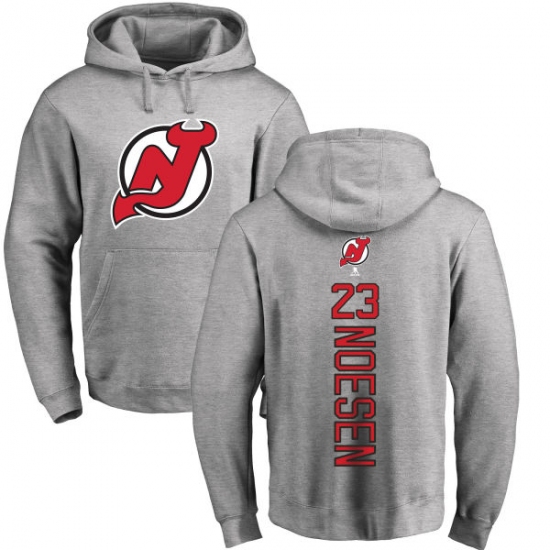 NHL Adidas New Jersey Devils #23 Stefan Noesen Ash Backer Pullover Hoodie - ujerseystore
