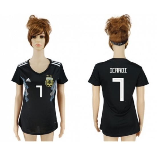 Women's Argentina #7 Icardi Away Soccer Country Jersey