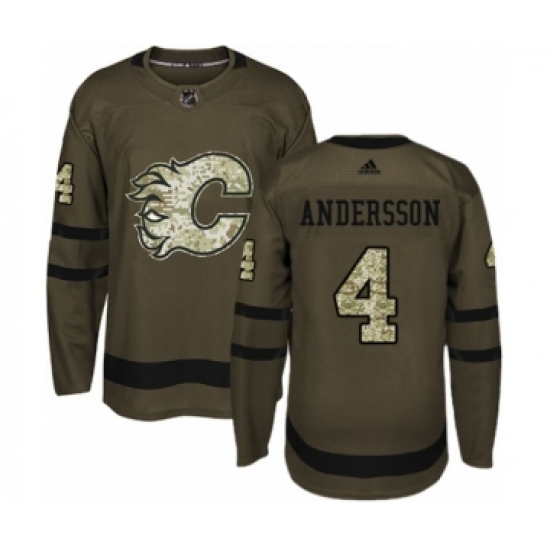 Youth Adidas Calgary Flames #4 Rasmus Andersson Authentic Green Salute to Service NHL Jersey - Ujersey