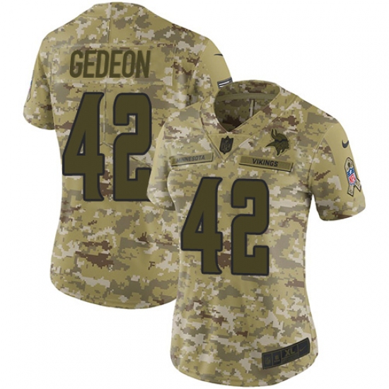 Women's Nike Minnesota Vikings #42 Ben Gedeon Limited Camo 2018 Salute to Service NFL Jersey - Ujersey
