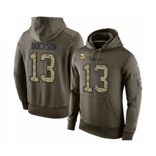 Football Men's Minnesota Vikings #13 Josh Doctson Green Salute To Service Pullover Hoodie - Ujersey