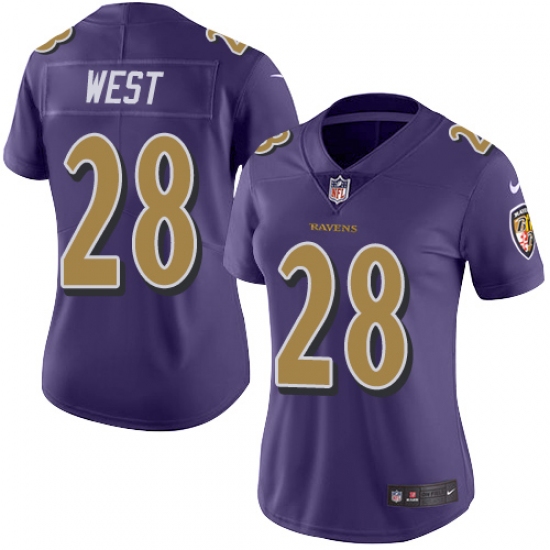 Women's Nike Baltimore Ravens #28 Terrance West Limited Purple Rush Vapor Untouchable NFL Jersey - Ujersey