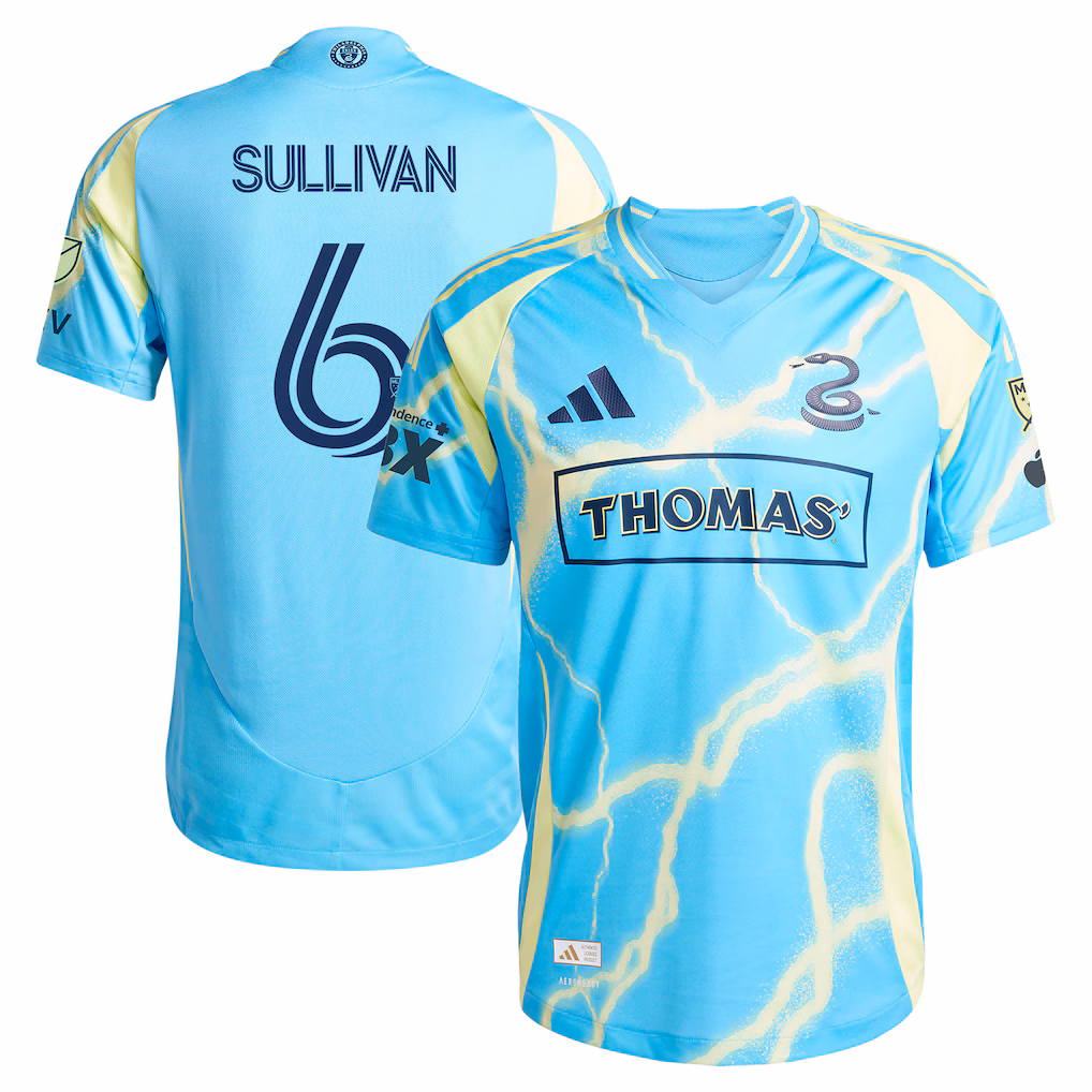 Men's Philadelphia Union Cavan Sullivan adidas Blue 2025 The Voltage Kit Authentic Player Jersey