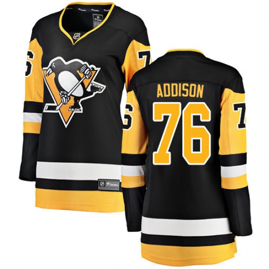 Women's Pittsburgh Penguins #76 Calen Addison Authentic Black Home Fanatics Branded Breakaway NHL Jersey - Ujersey